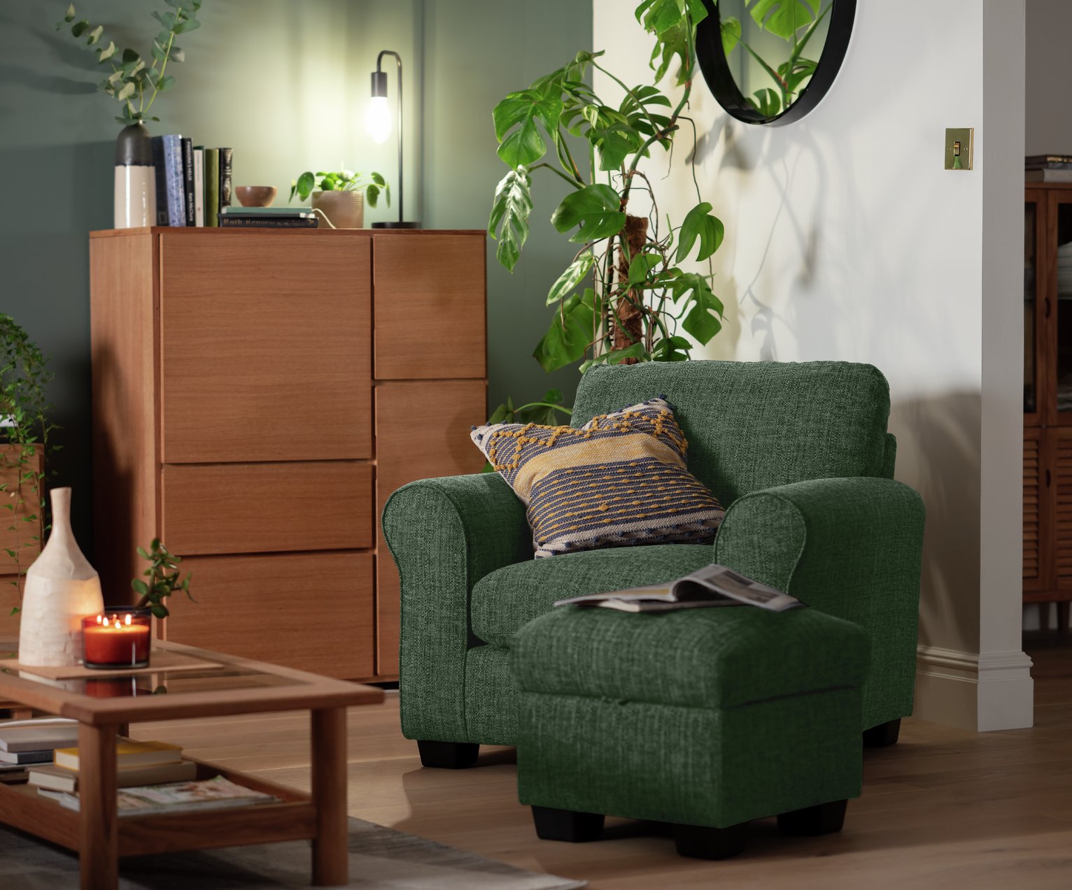 Argos Home Lisbon Fabric Armchair - Green