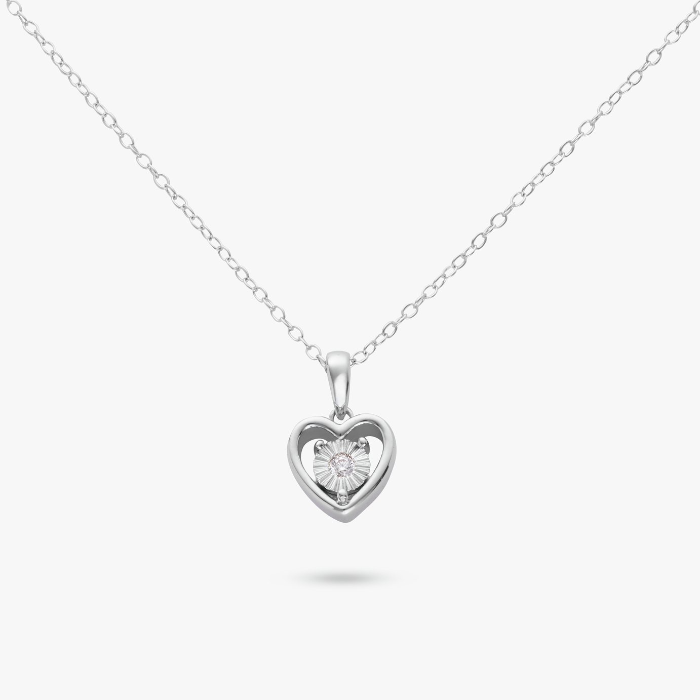 Revere Sterling Silver Cubic Zirconia Heart Pendant Necklace