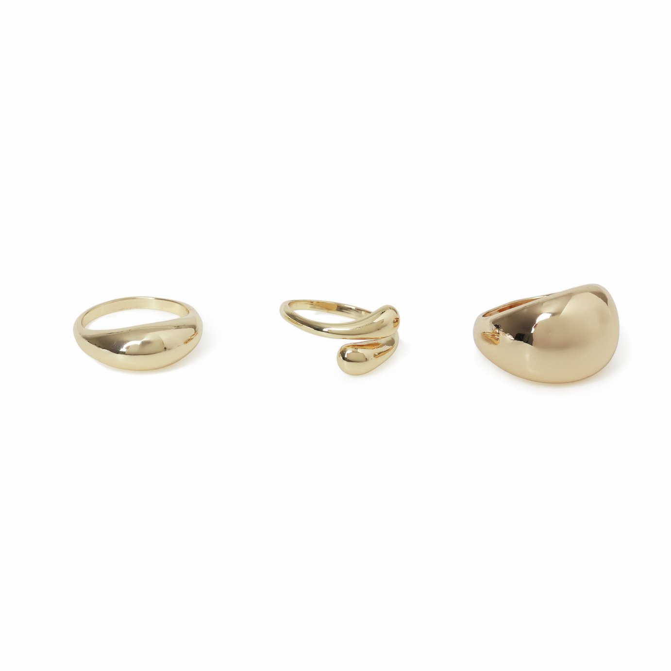 Freedom Gold Smooth Pack of 3 Fashion Rings - Small