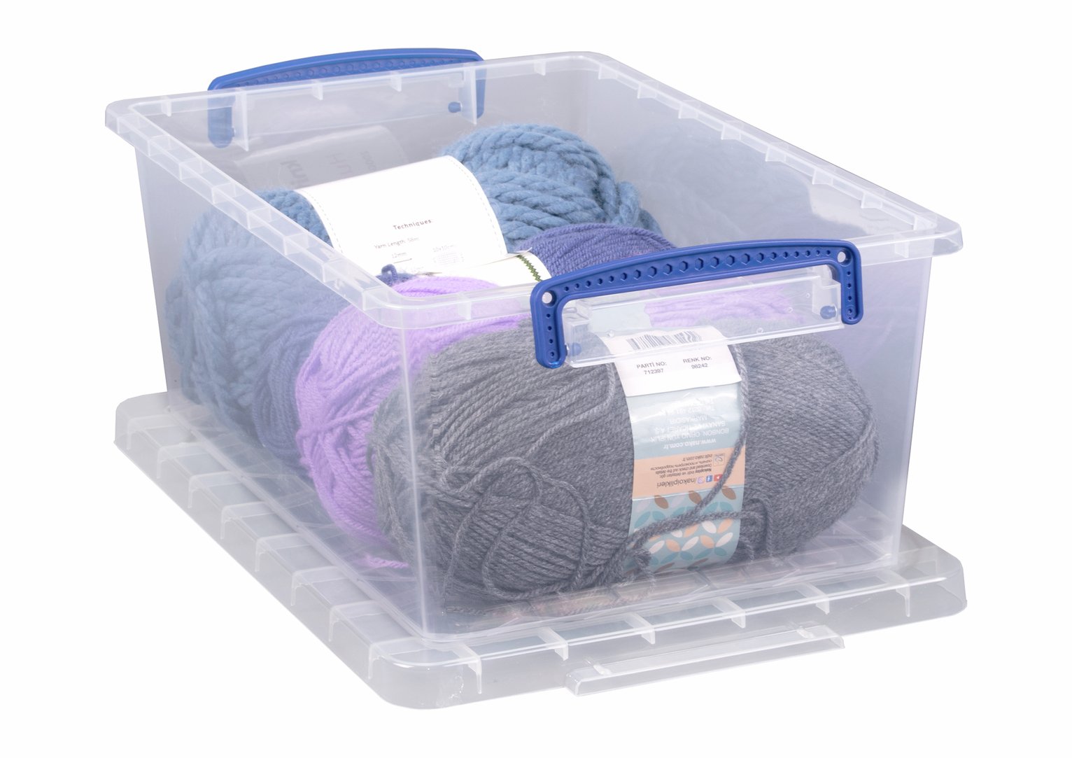 Really Useful Plastic Set of 3 Storage Boxes - Clear