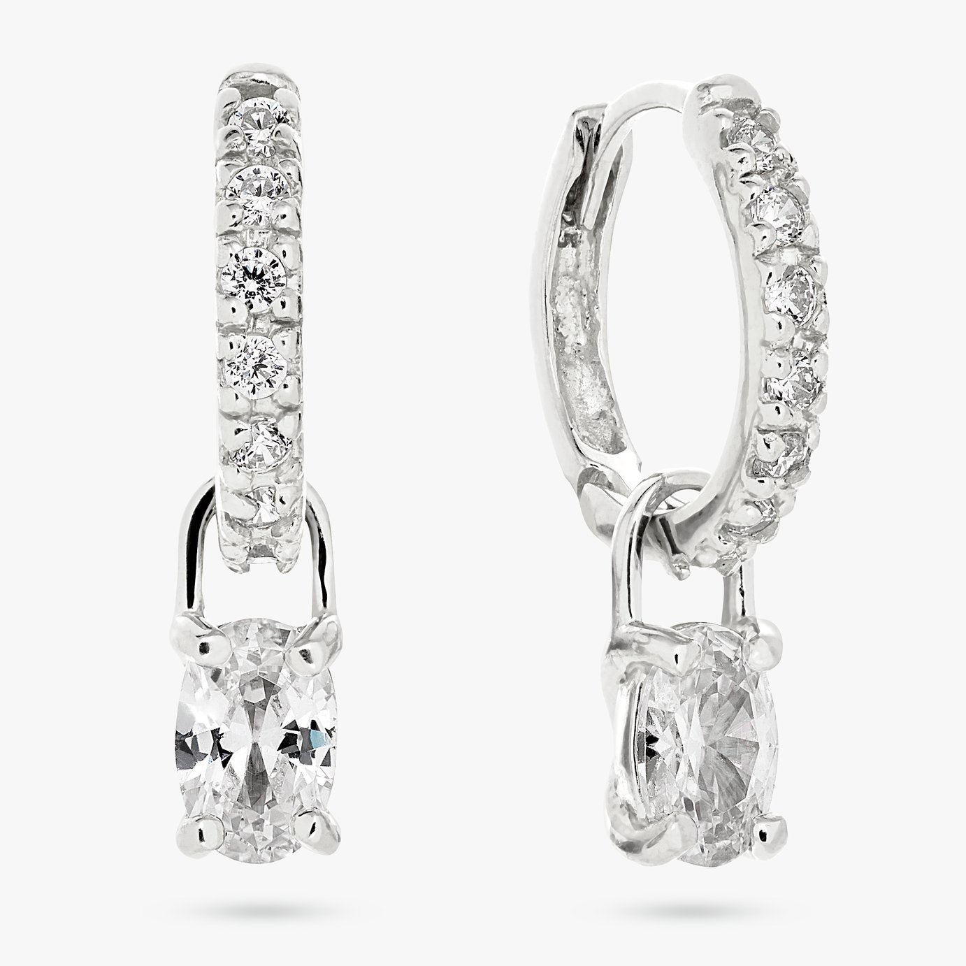 Revere Sterling Silver Cubic Zirconia Drop Hoop Earrings