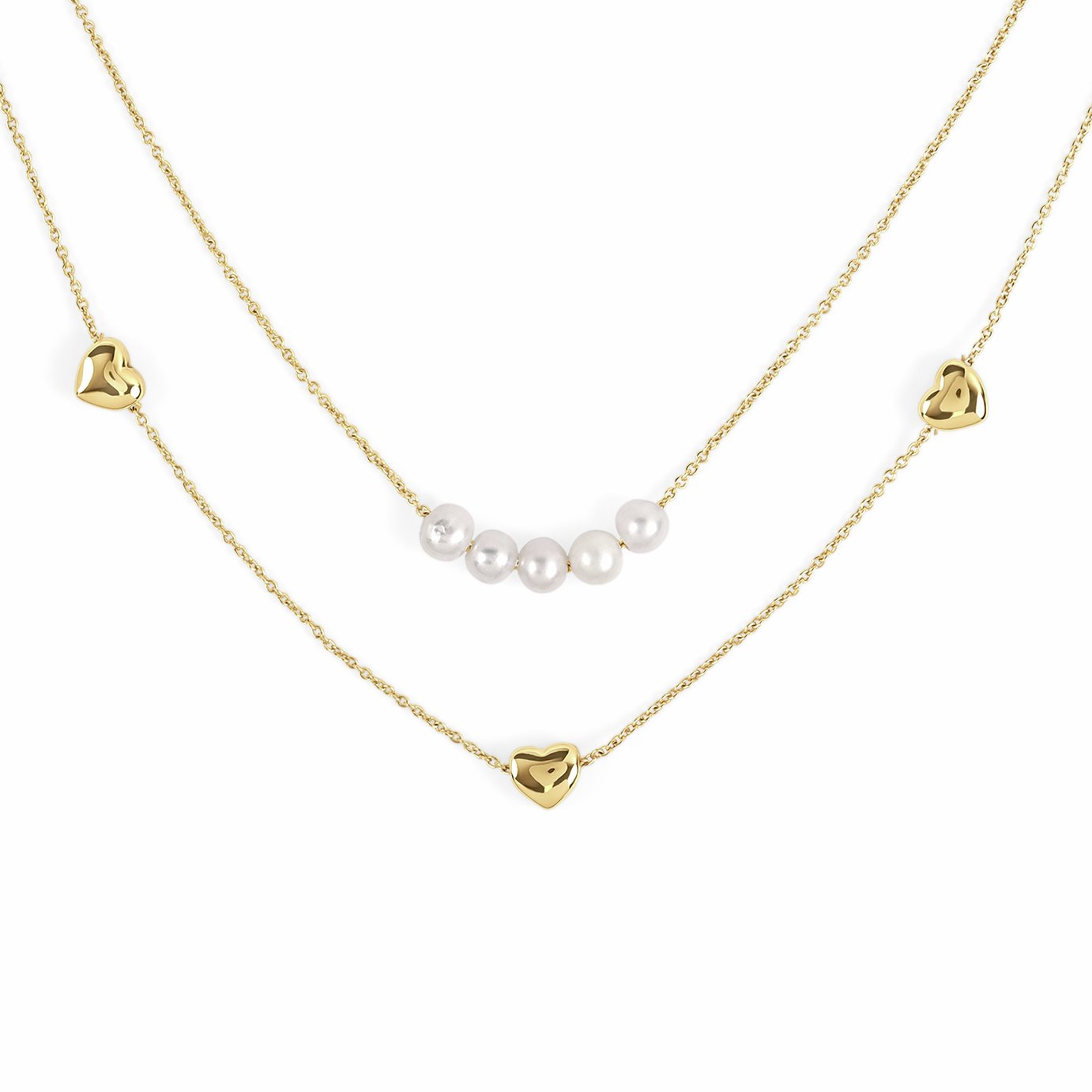 Radley 18ct Gold Plated Double Layer Heart & Pearl Necklace