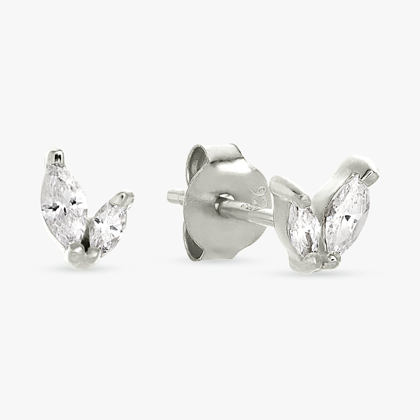 Revere Sterling Silver Dainty Marquise Stud Earrings