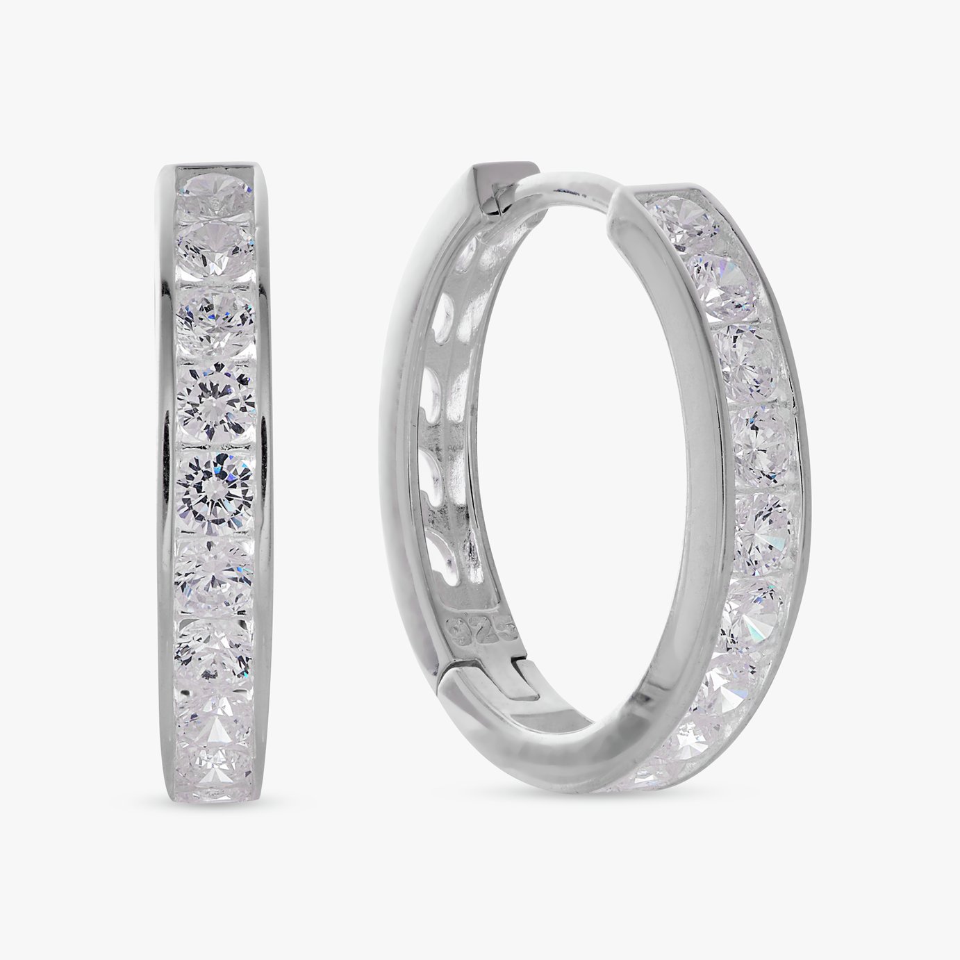 Revere Sterling Silver White Cubic Zirconia Huggie Earrings