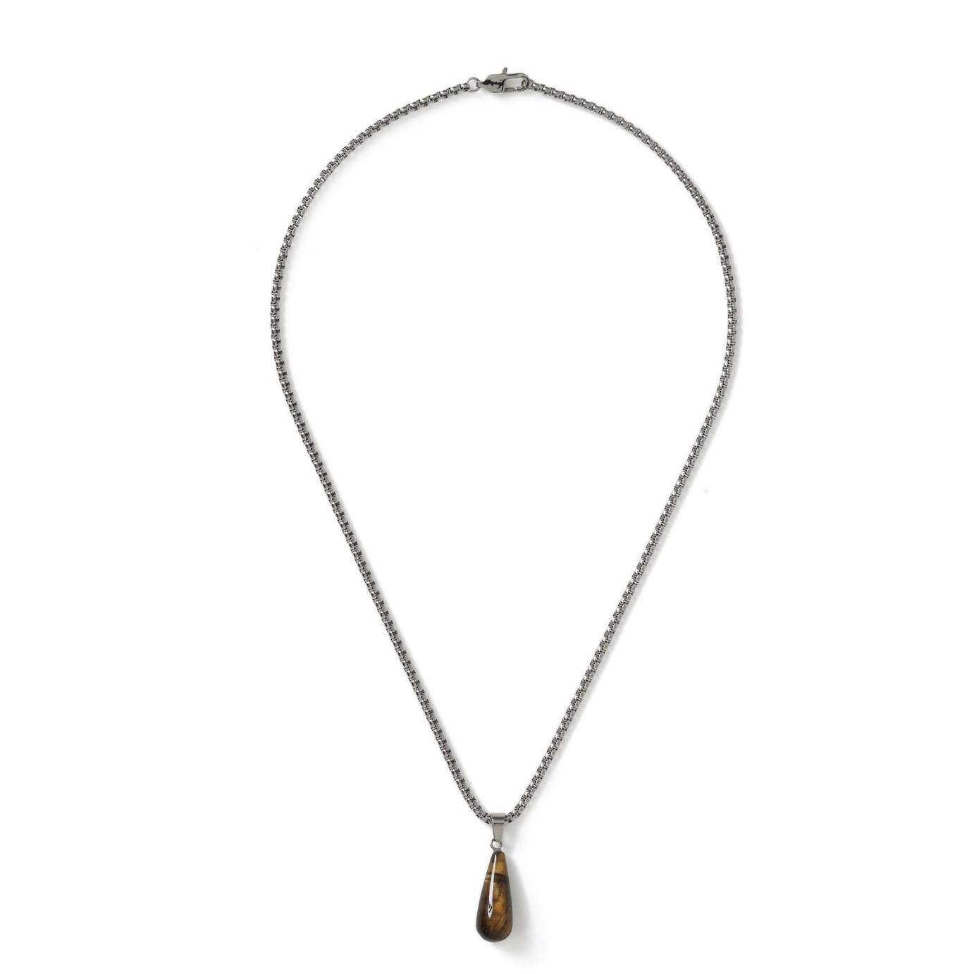 Uncommon Souls Silver Tone Stone Pendant Chain Necklace