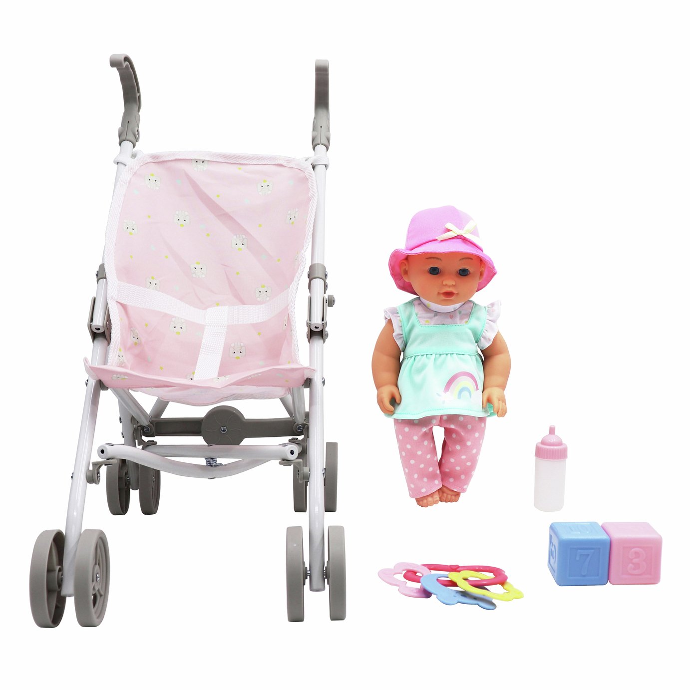 Chad Valley Babies To Love Baby Doll with Stroller Set