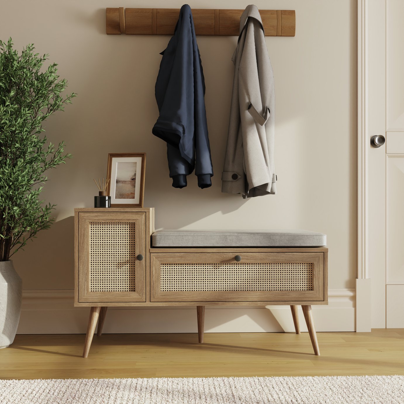 GFW Noor 2 Door Shoe Storage Cabinet – Natural