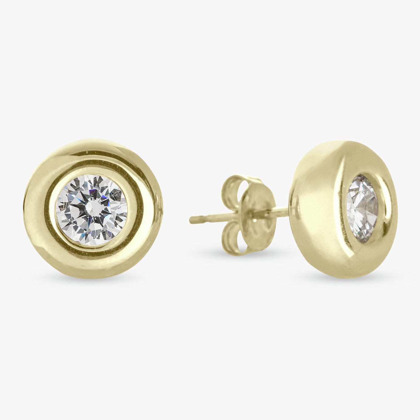 Revere Gold Plated Silver Cubic Zirconia Stud Earrings