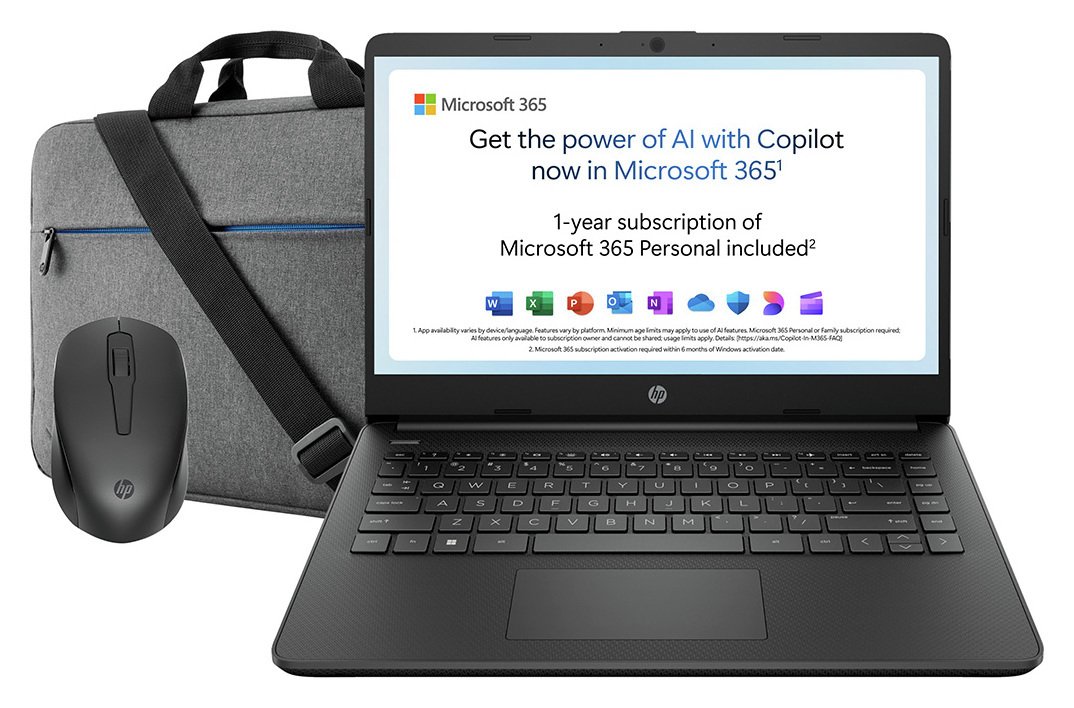 HP 14s-dq0011na 14in Pentium 4GB 128GB Laptop Bundle