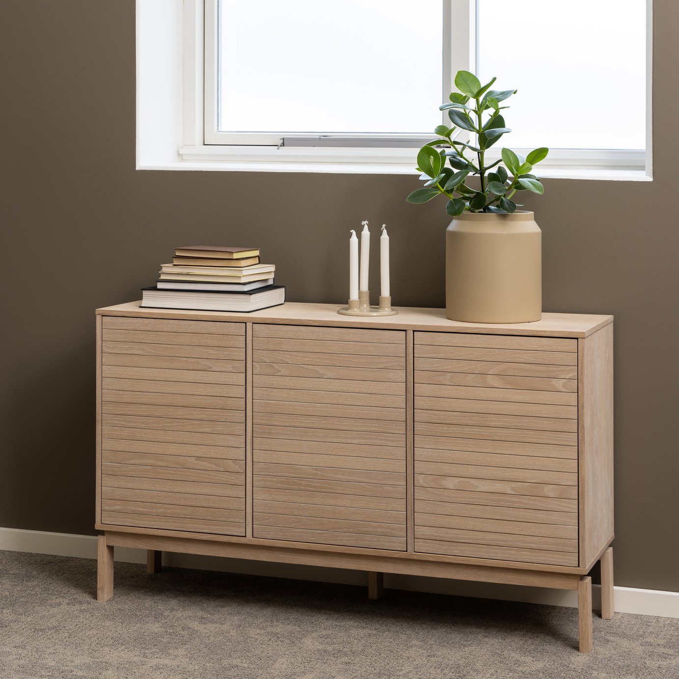 Furniture To Go Linley 3 Door 3 Shelves Sideboard - Natural