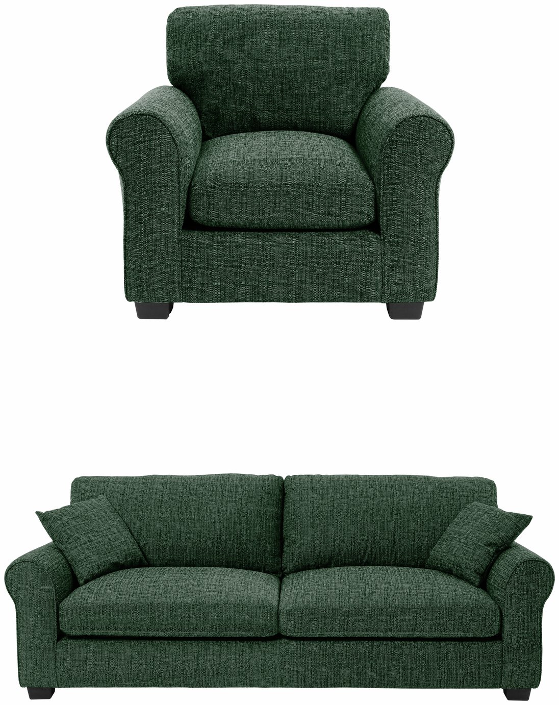 Argos Home Lisbon Fabric Chair & 4 Seater Sofa - Green
