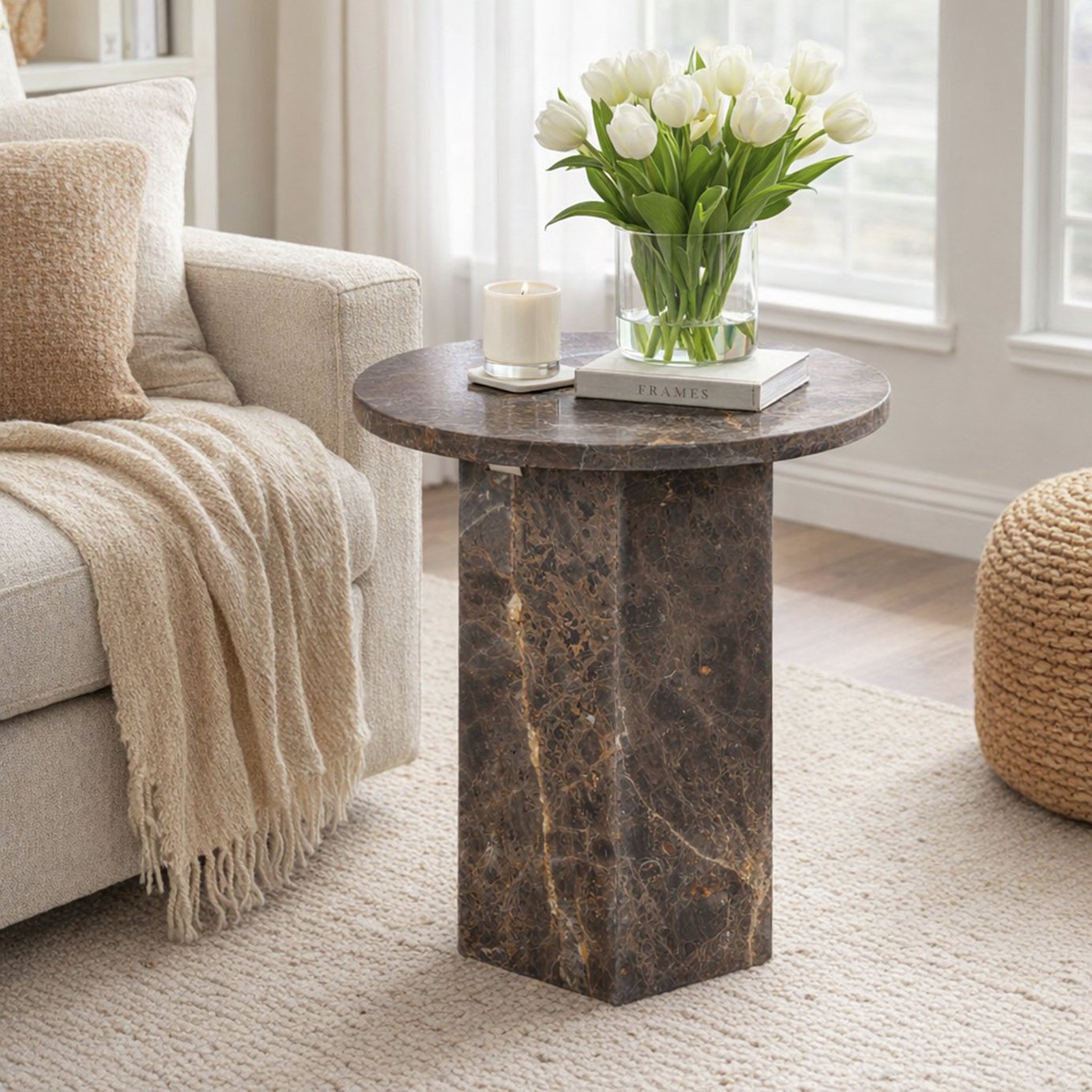 Furniture To Go Naxos Round Side Table - Dark Brown