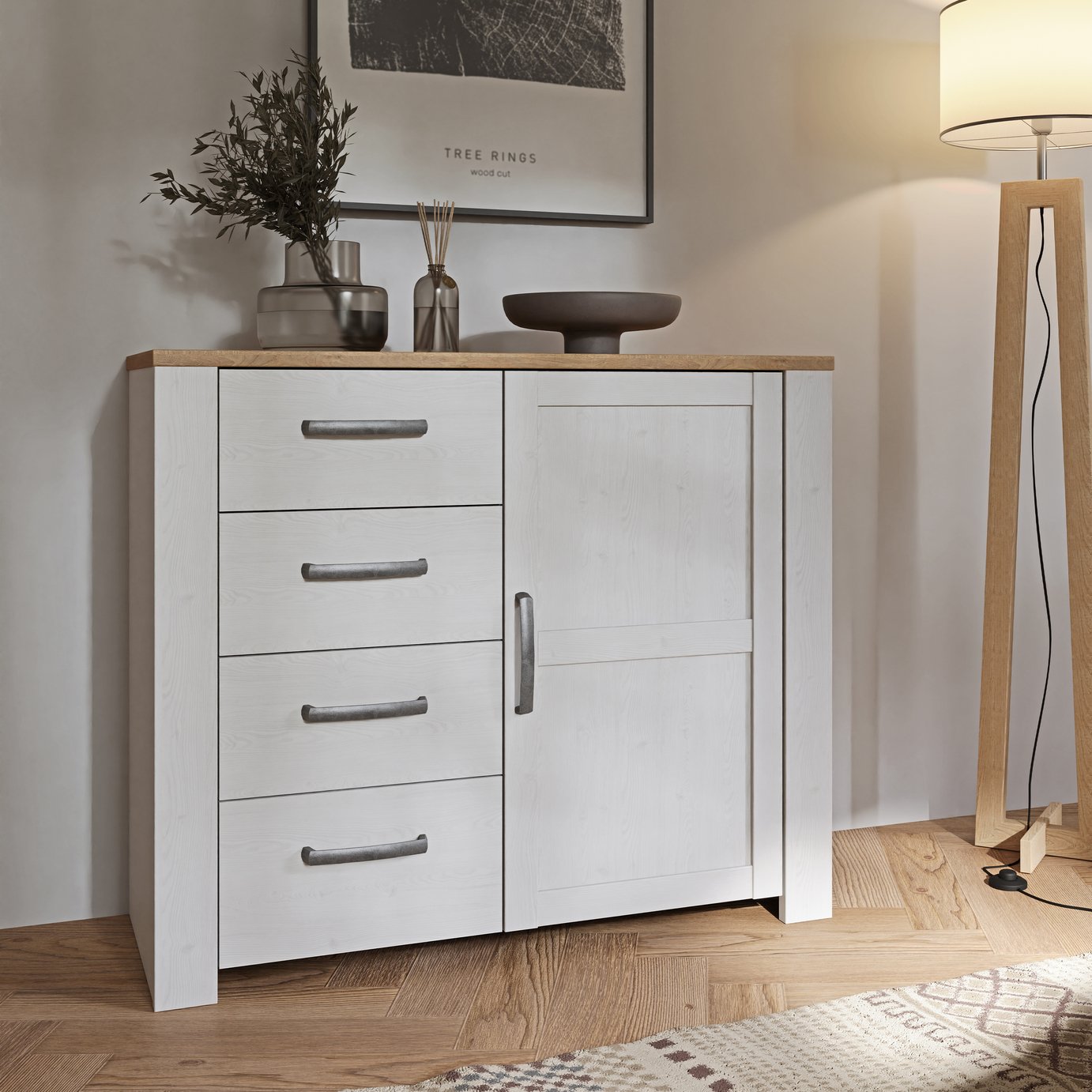 Furniture To Go Bohol 1 Door 4 Drawer Sideboard - White