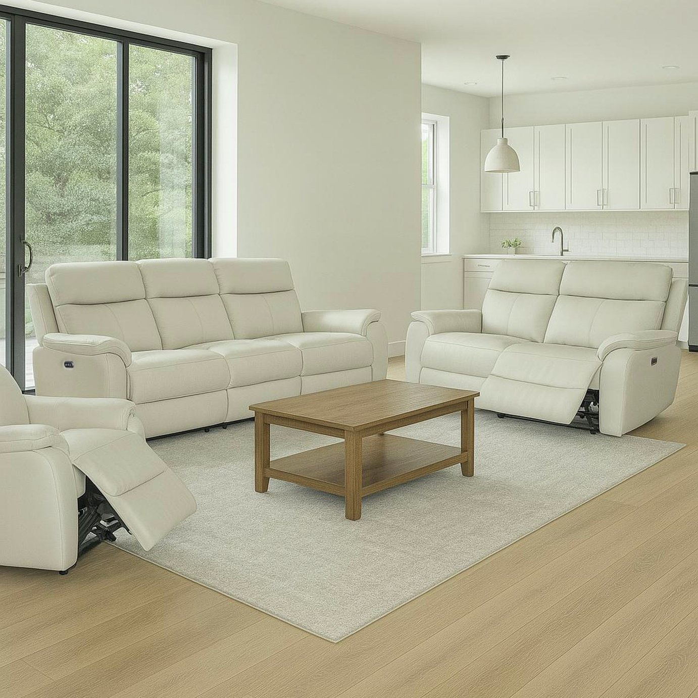 Aspire Kingsmere 3, 2 & 1 Seater Power Recliner Sofa - Cream