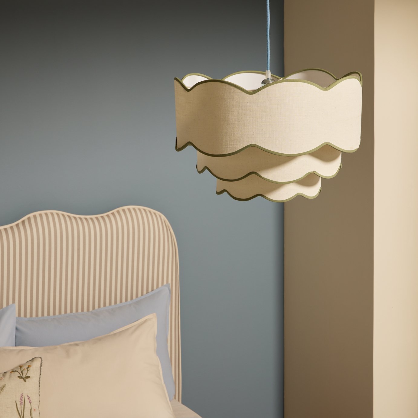 Habitat Elodie Green 3 Tier Scallop Lampshade - 45cm