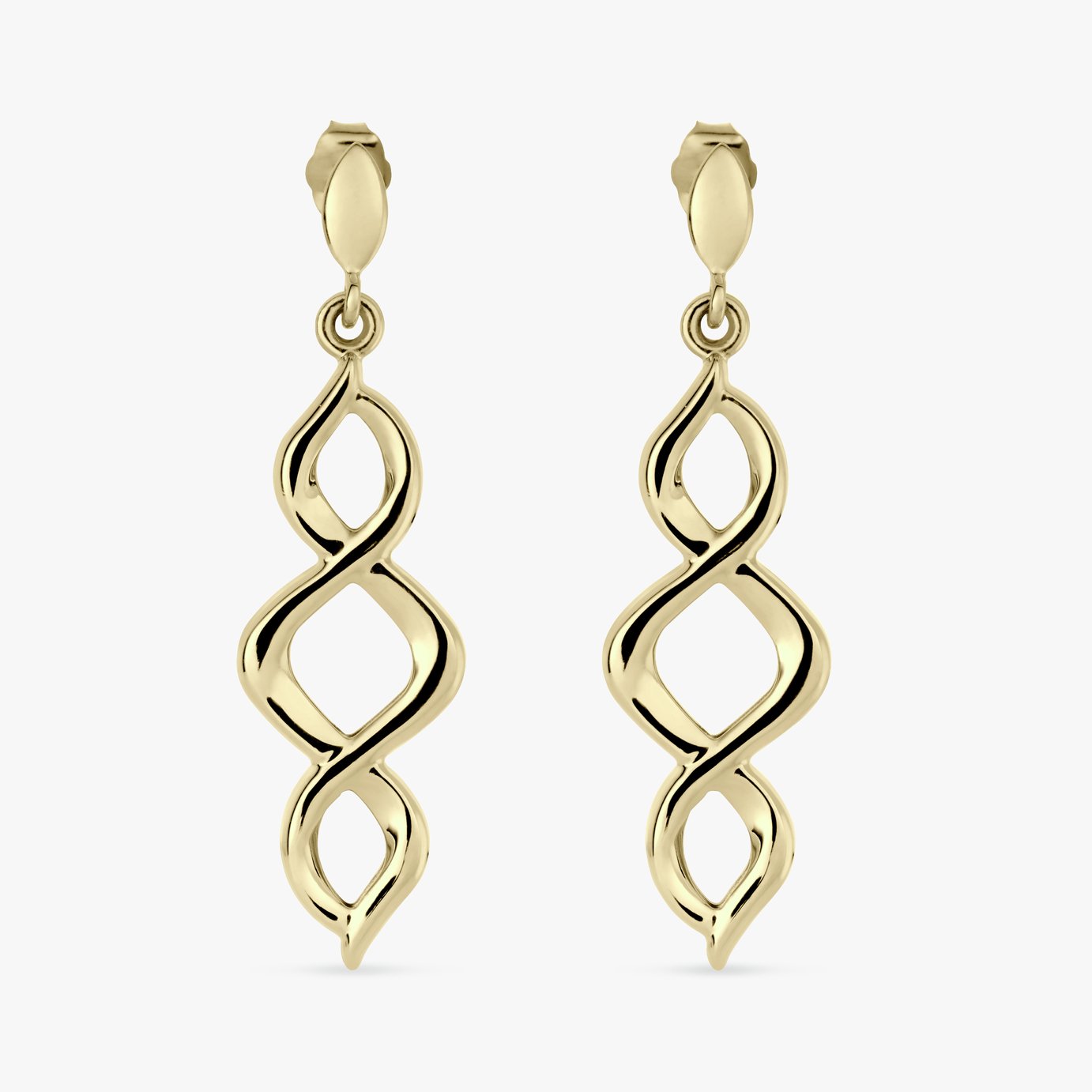Revere 9ct Yellow Gold Spiral Twisted Drop Earrings