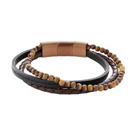 Revere Men's Leather Strap Bracelet and Tiger Eye Beads