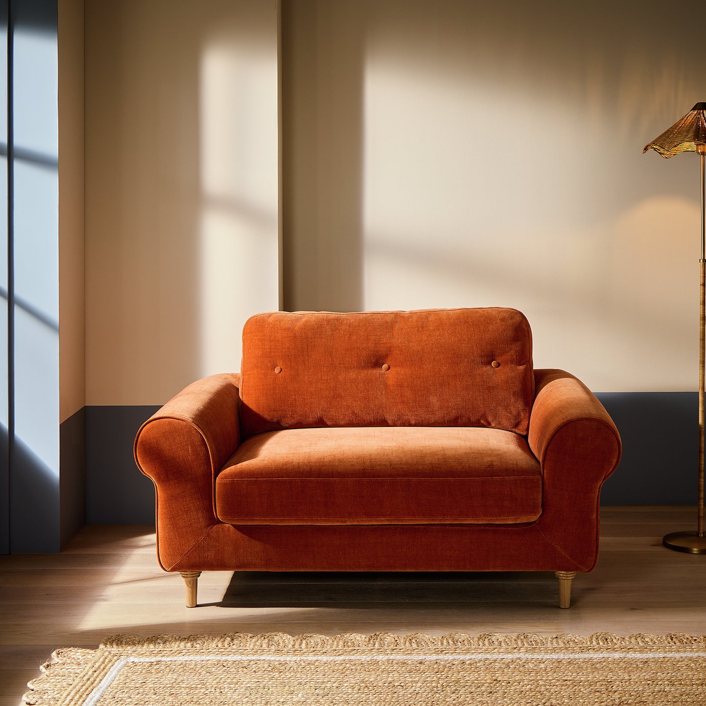 Habitat Chester Fabric Cuddle Chair - Rust