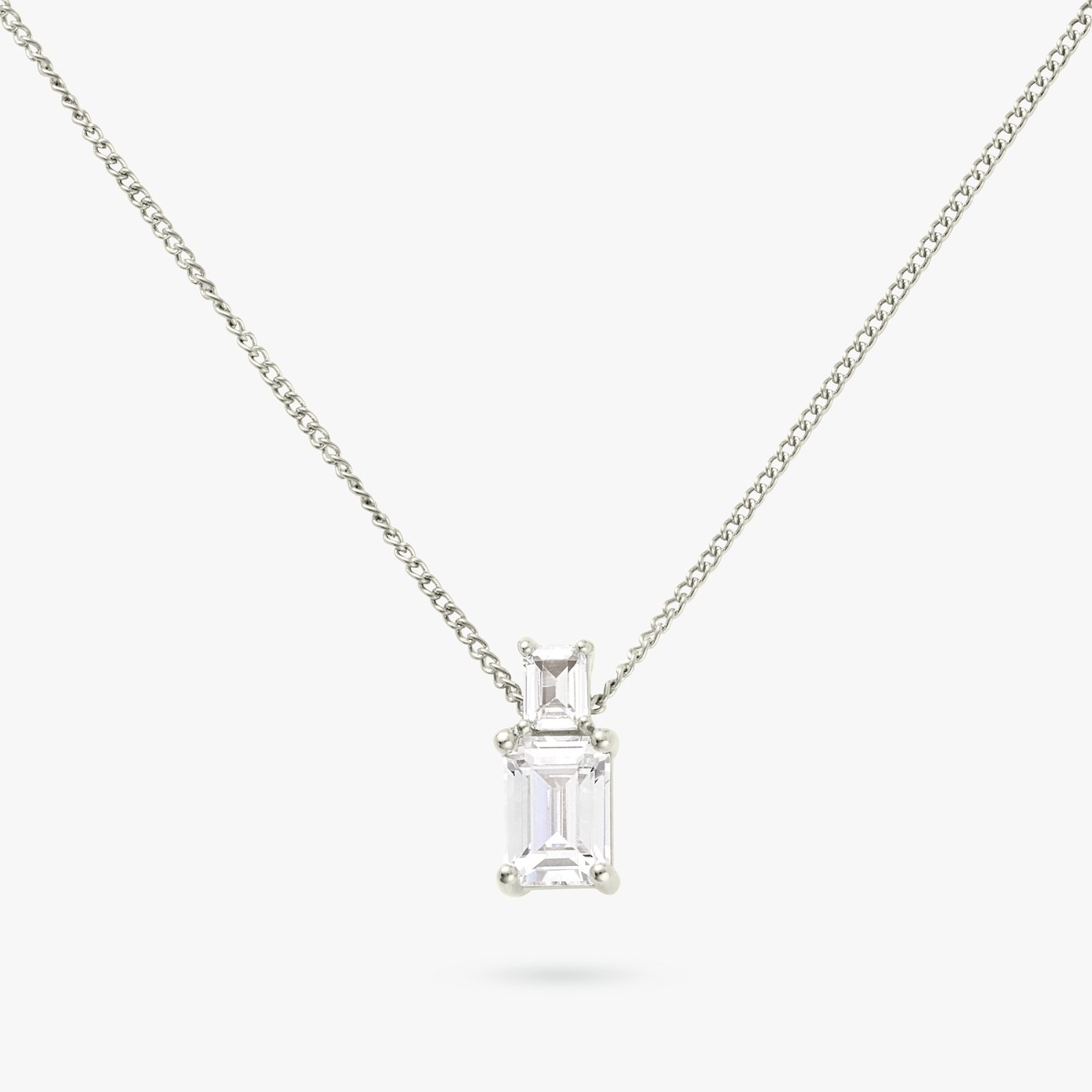 Revere Sterling Silver Two Cubic Zirconia Pendant Necklace