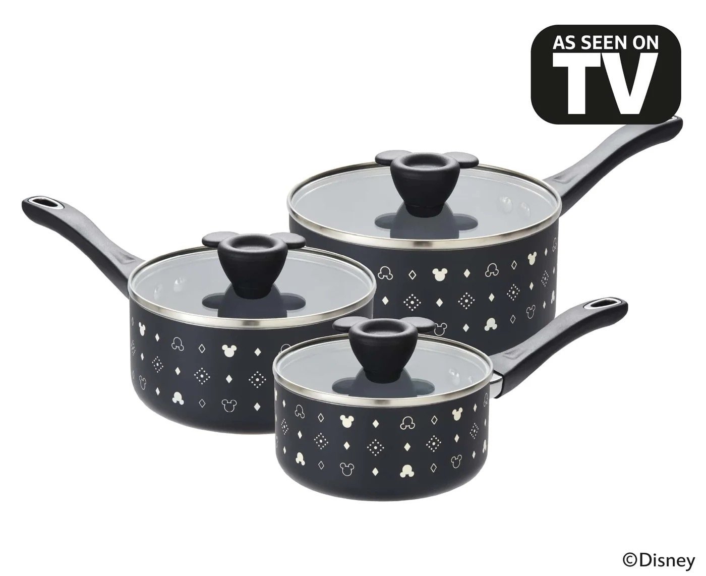 Prestige Disney 3 Piece Ceramic Non Stick Pan Set - Black