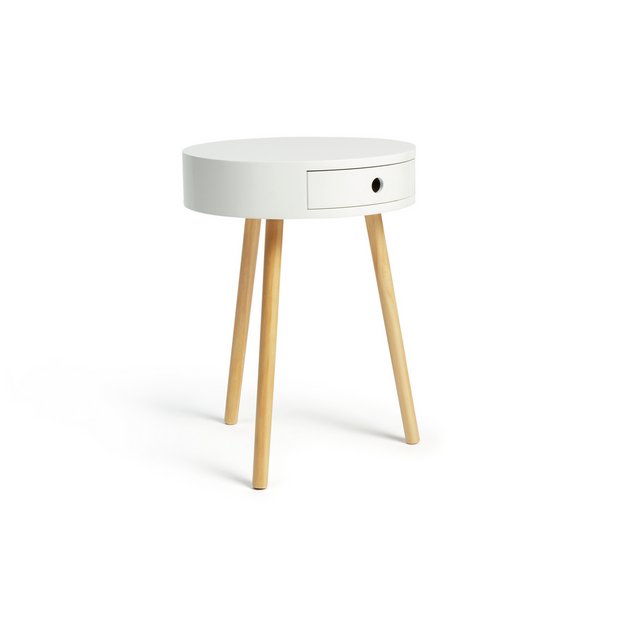 Buy Habitat Otto 1 Drawer Round Bedside Table - White | Bedside tables | Argos