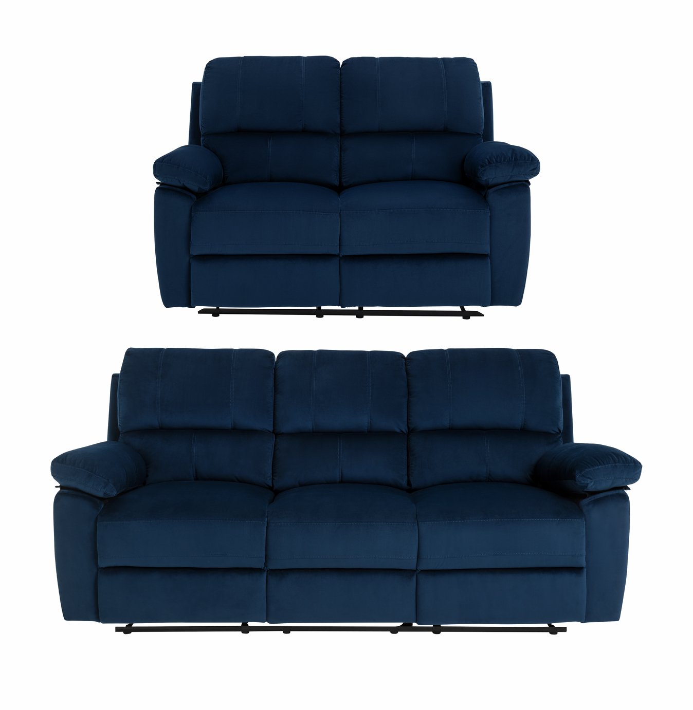 Argos Home Toby Velvet 2 & 3 Seater Recliner Sofa - Navy