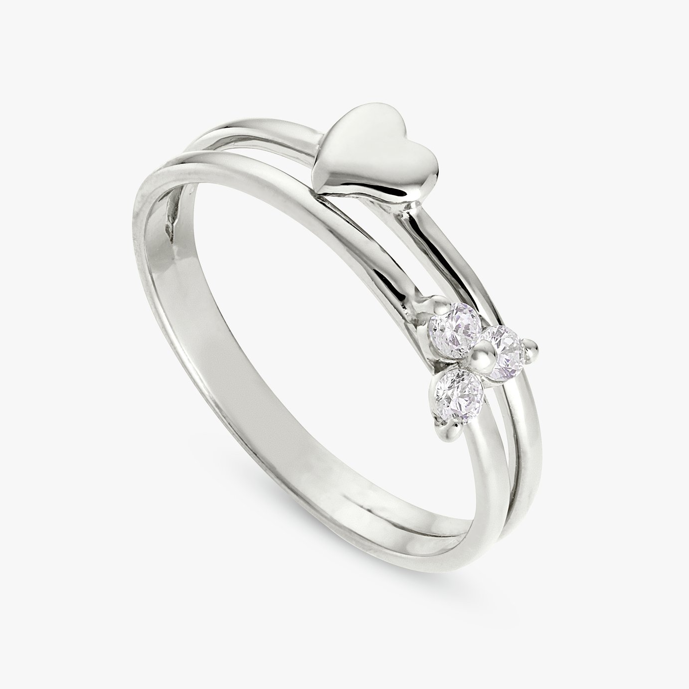 Revere Sterling Silver Heart Double Band Ring