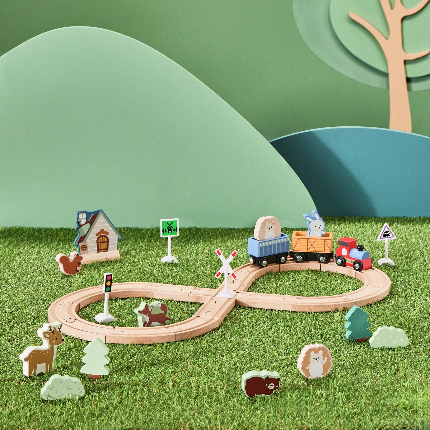 Chad Valley Alfie And Joe Wooden Train Set