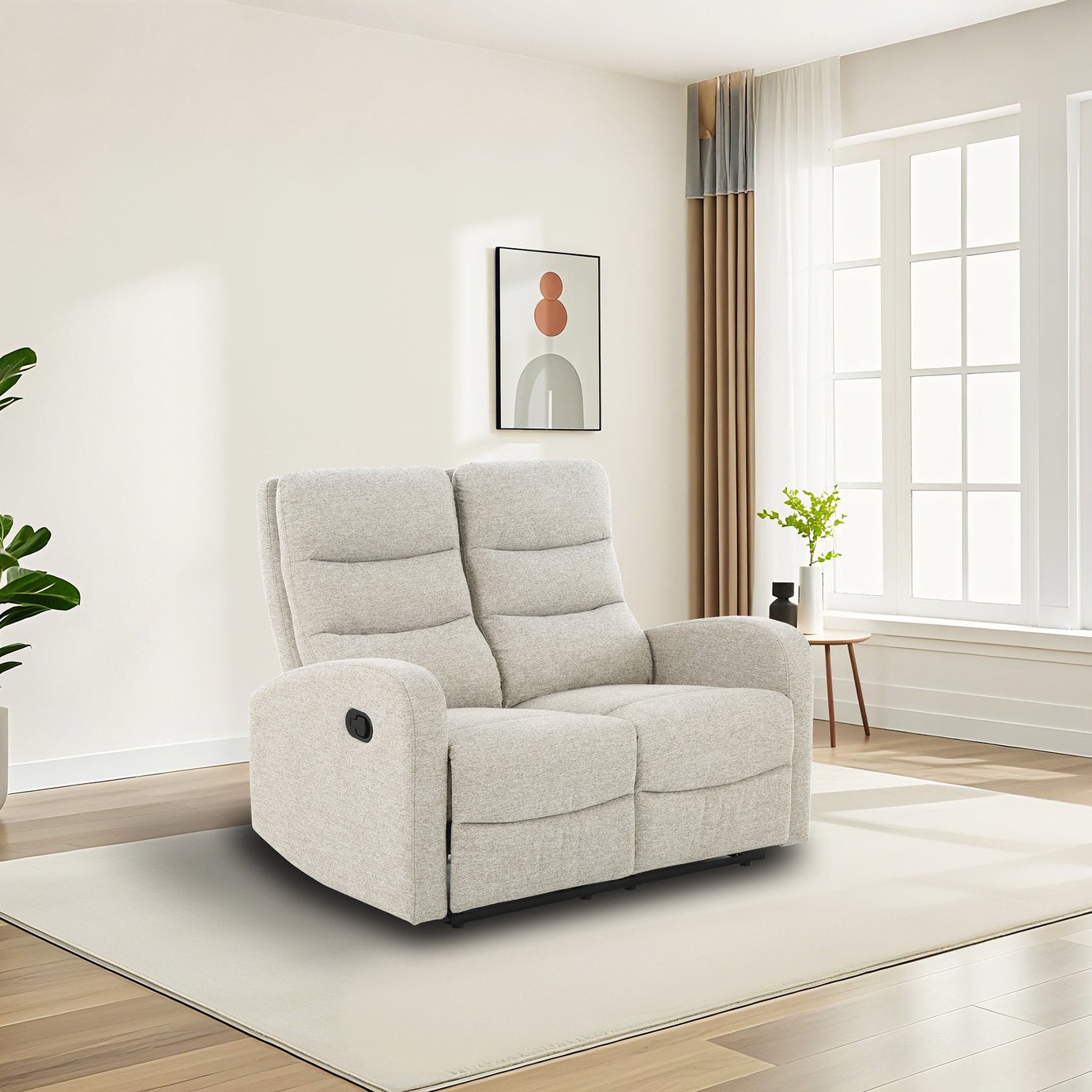 Dorel Rena Fabric 2 Seater Recliner Sofa - Natural