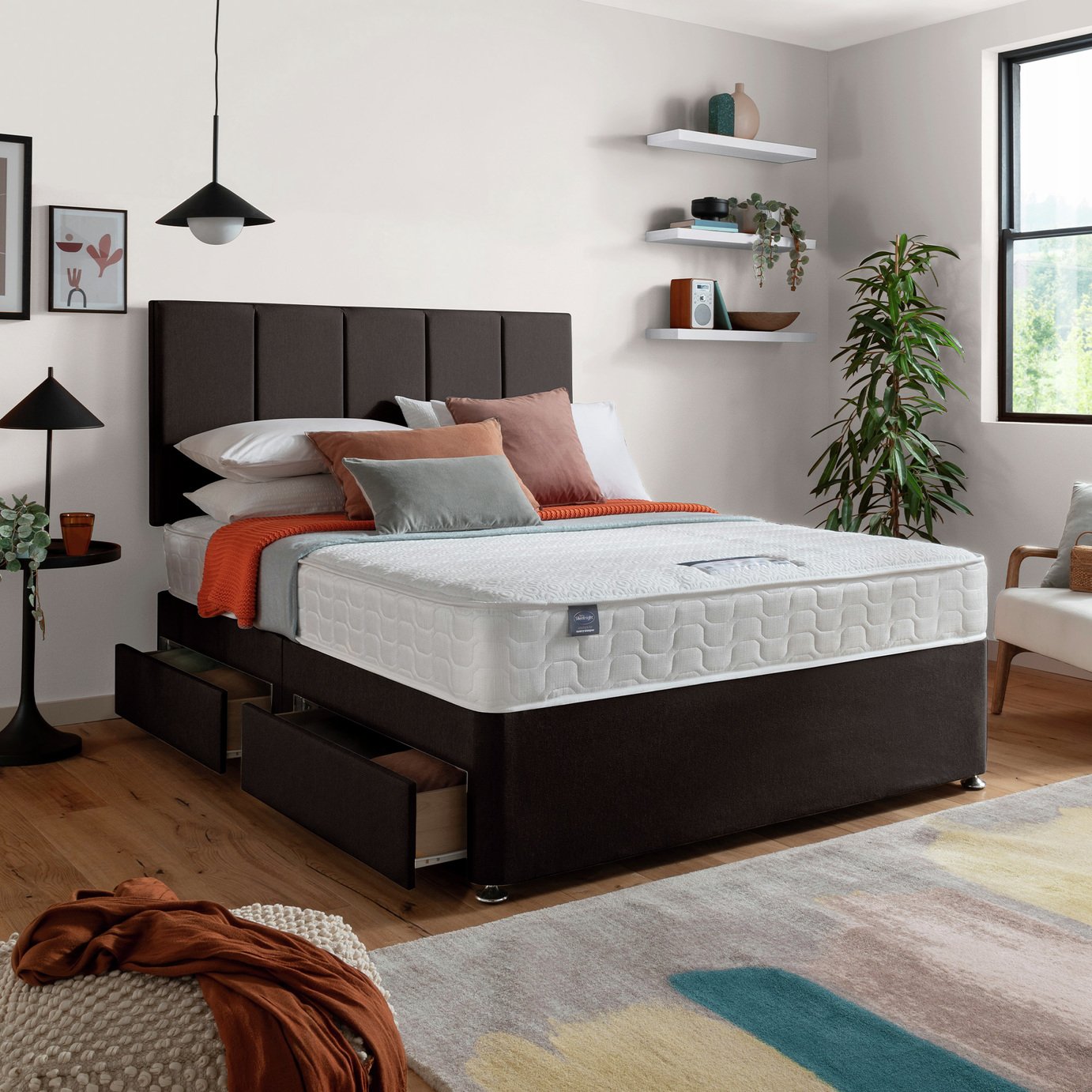 Silentnight Hatfield Double Memory 4 Drawer Divan Bed - Charcoal