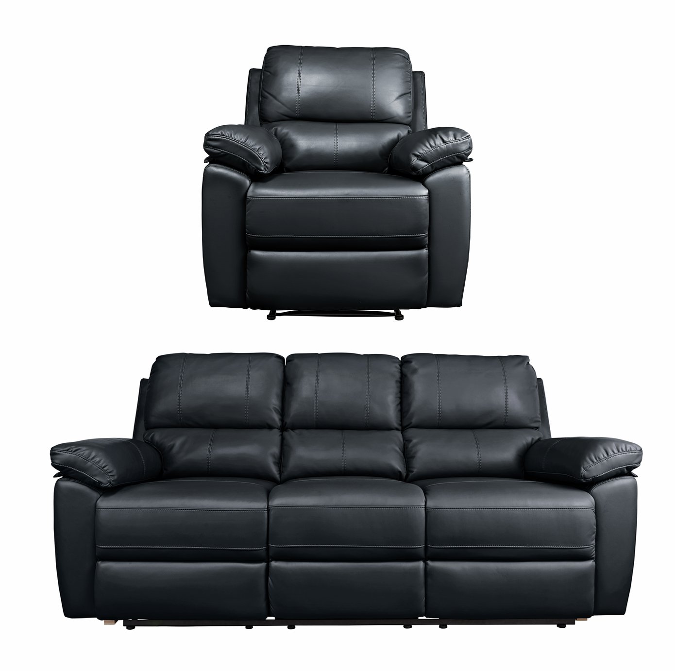 Argos Home Toby Chair & 3 Seater Recliner Sofa - Black