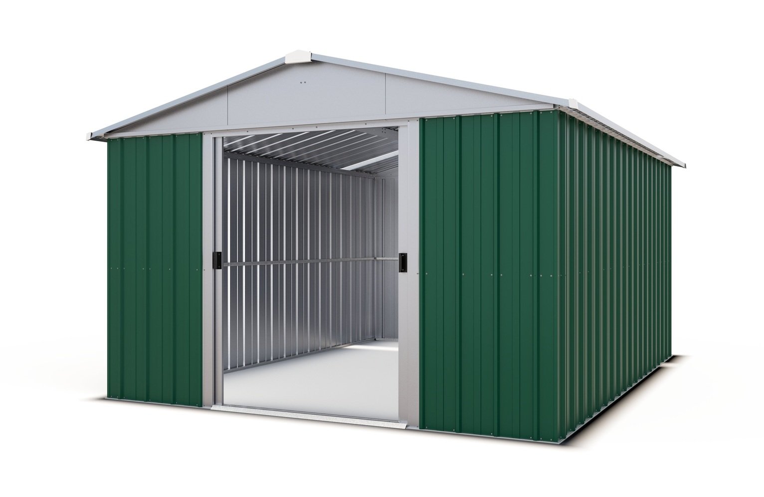 YardMaster Metal Green Apex Garden Shed - 10 x 13ft