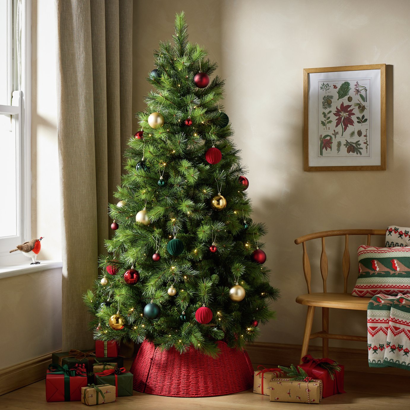 Argos Home 6ft Two Tone Hardneedle Pre-lit Christmas Tree