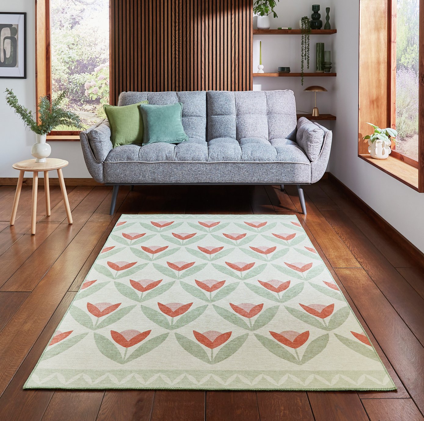 Scion Tulip Trellis Blush Pink Flatweave Rug