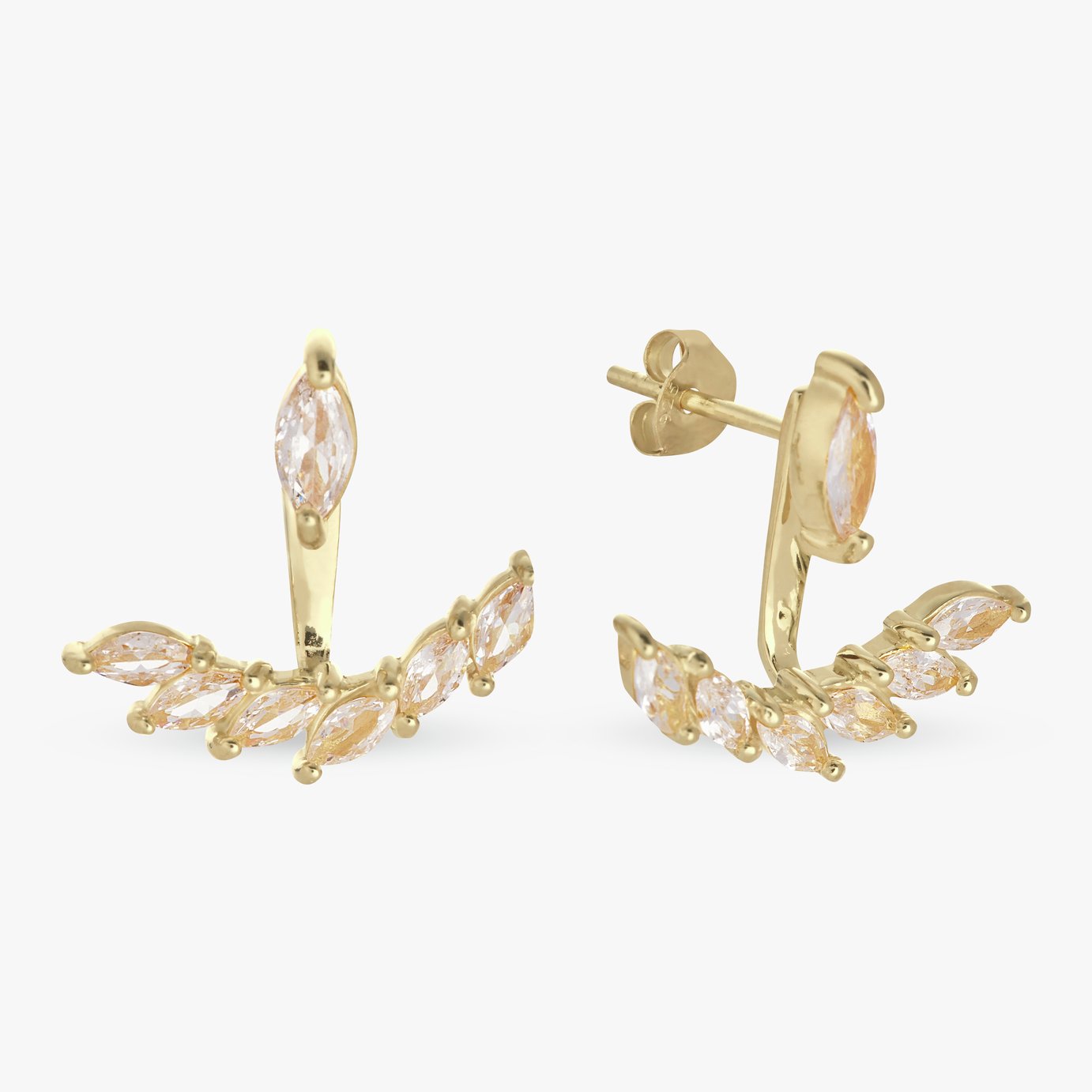 Revere Gold Plated Silver Marquise Jacket Stud Earrings
