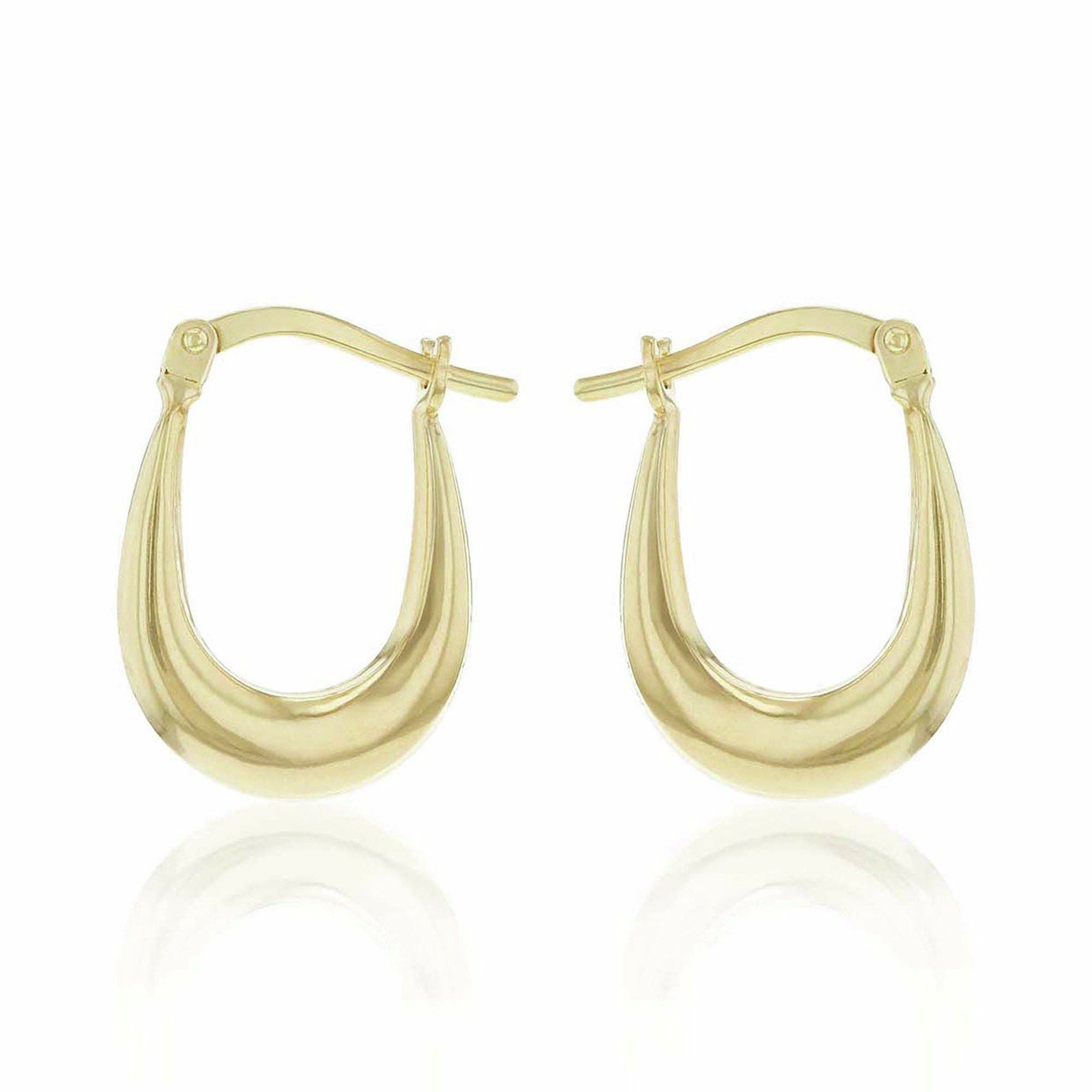 Revere 9ct Gold Bonded Sterling Silver Oval Tapered Creole Earrings