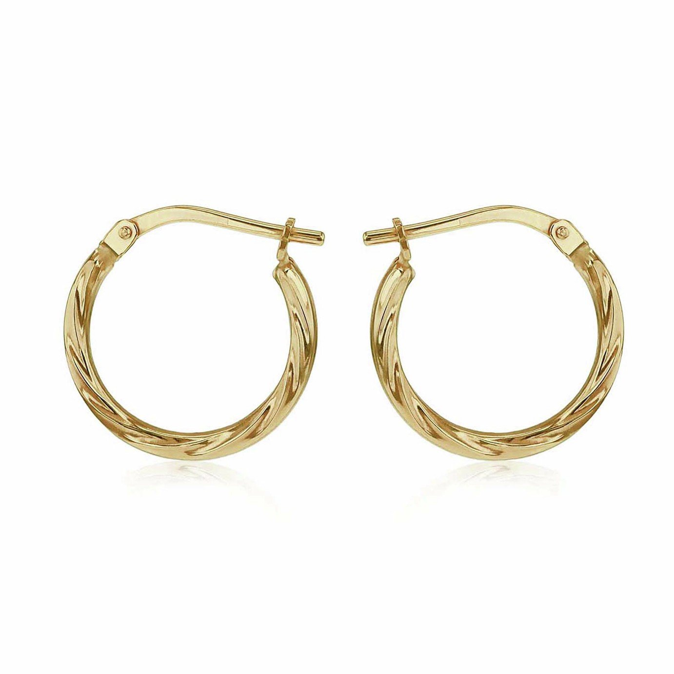 Revere 9ct Gold Bonded Sterling Silver Twisted Creole Earrings