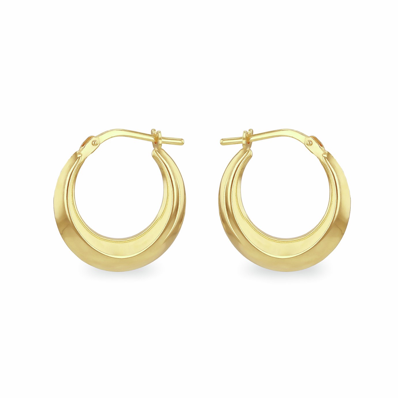 Revere 9ct Gold Bonded Sterling Silver Round Tapered Creole Earrings