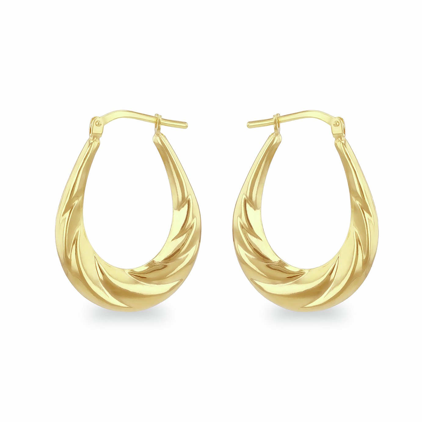 Revere 9ct Gold Bonded Sterling Silver Round Tapered Creole Earrings