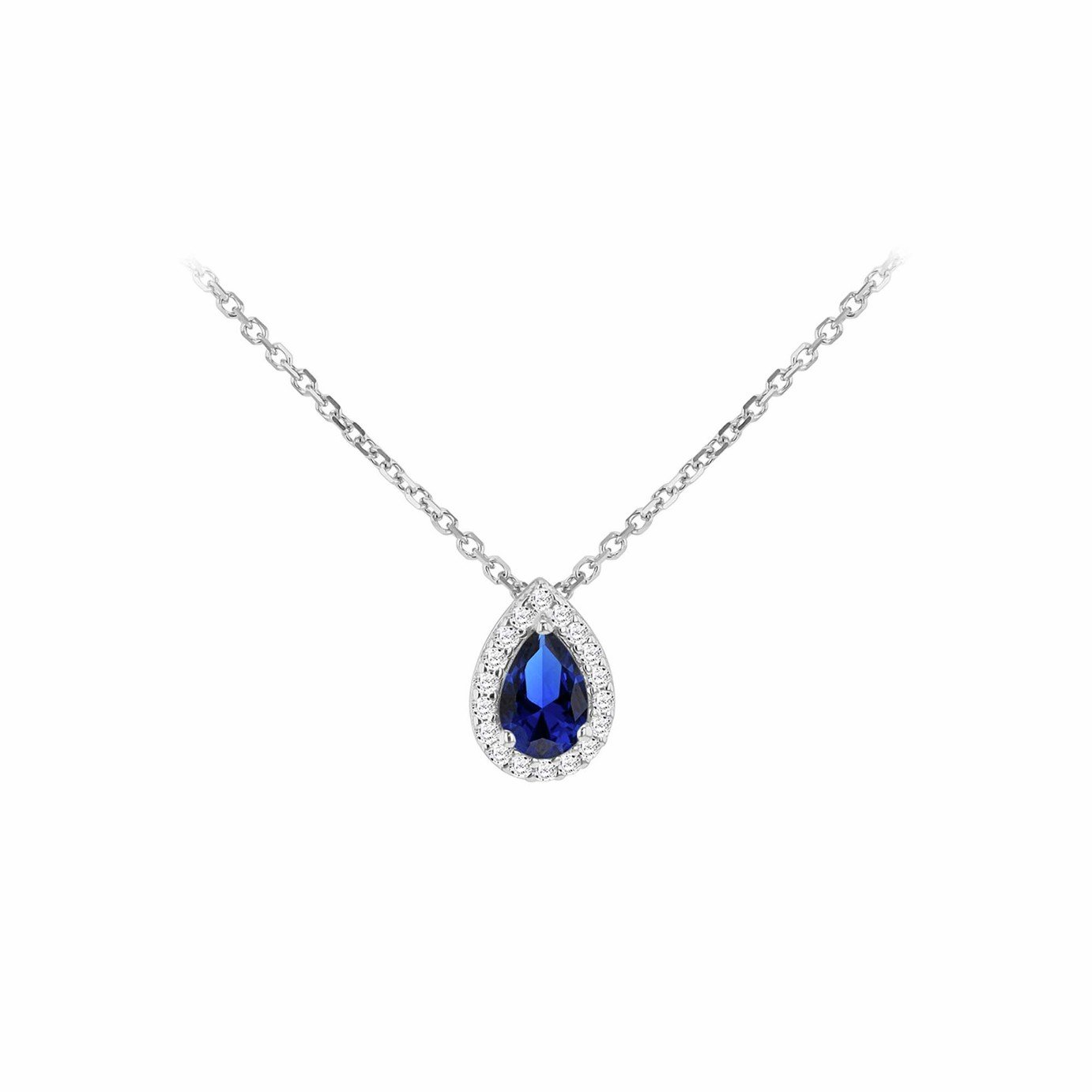 Revere Sterling Silver Blue Cubic Zirconia Pendant Necklace