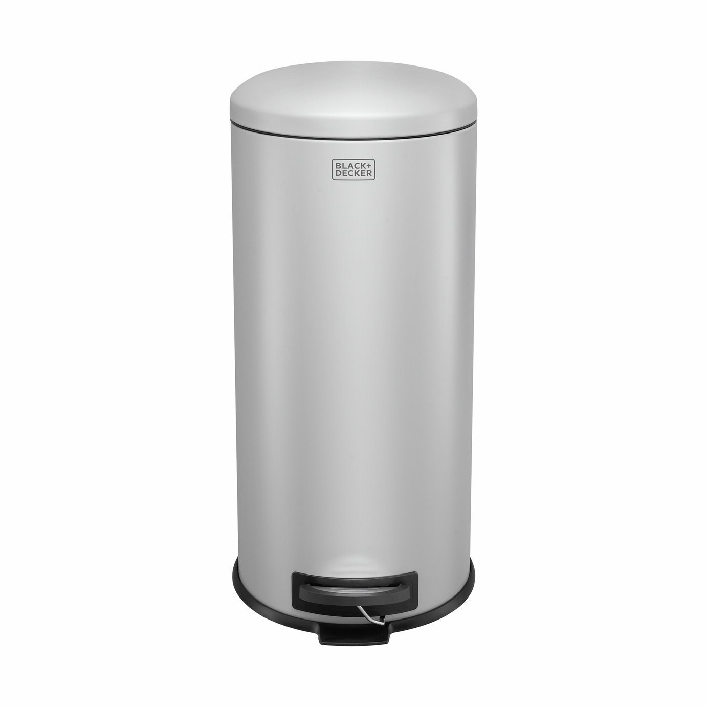 Black + Decker 30 Litre Dome Lid Pedal Bin - Grey
