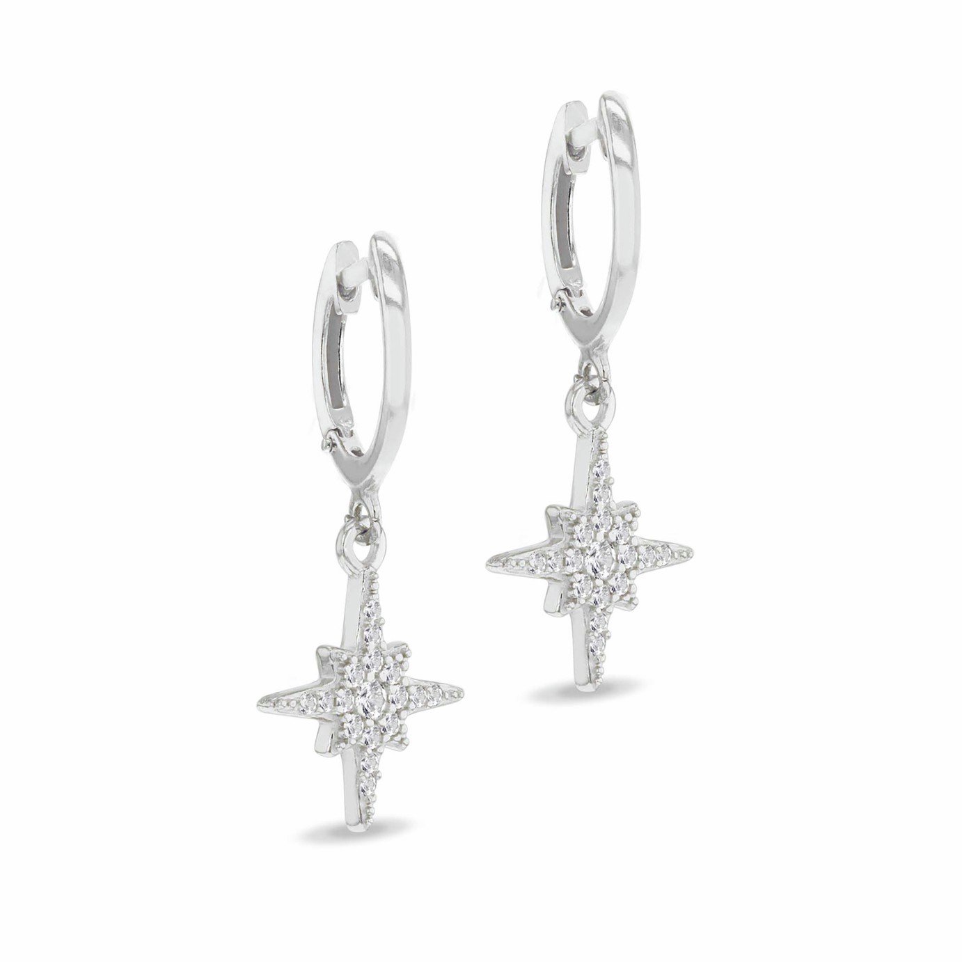 Revere Sterling Silver Cubic Zirconia North Star Drop Earrings