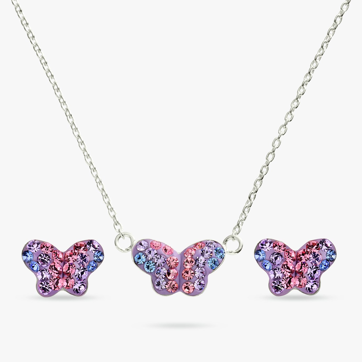 Revere Sterling Silver Crystal Butterfly Jewellery Set 