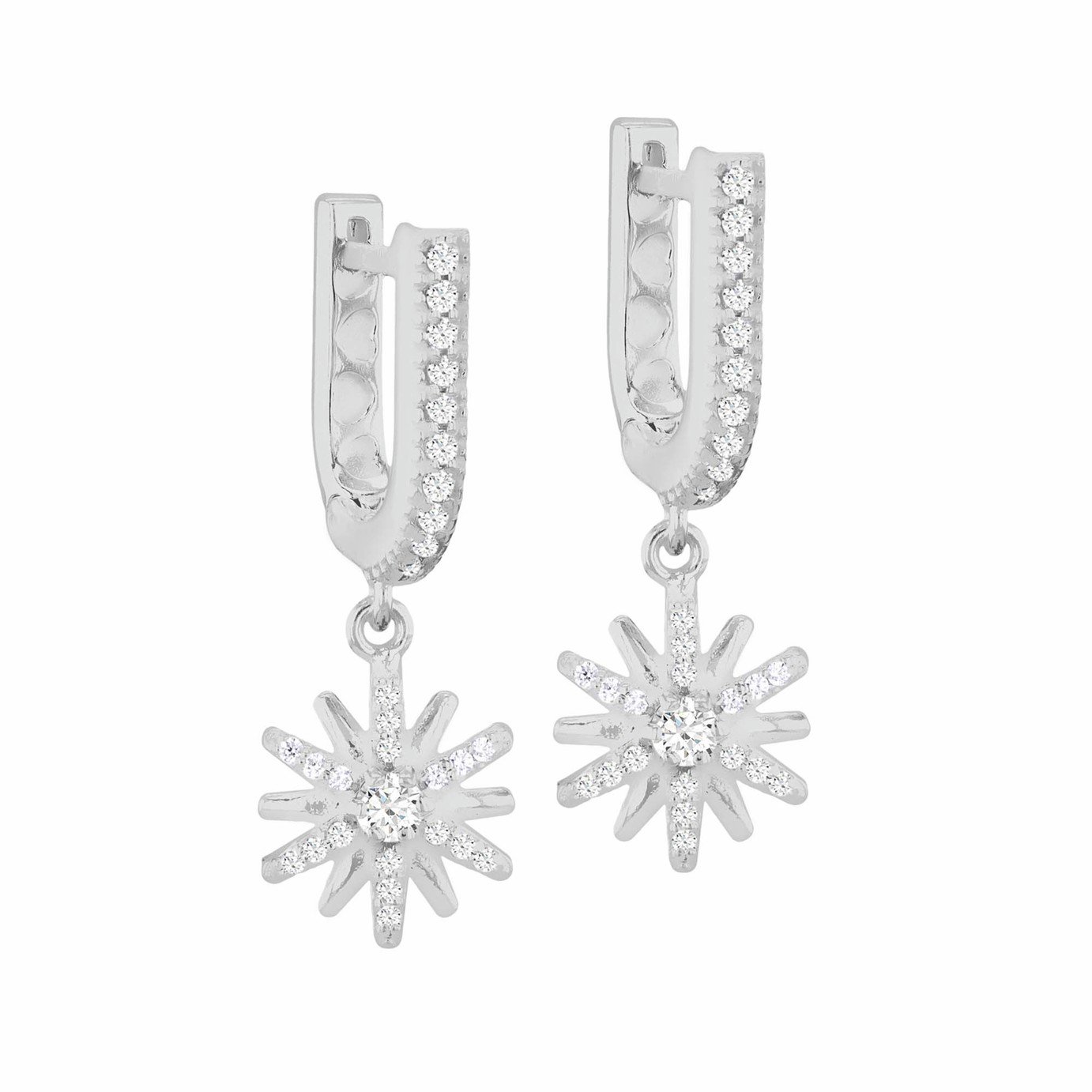 Revere Sterling Silver Cubic Zirconia Star Drop Earrings