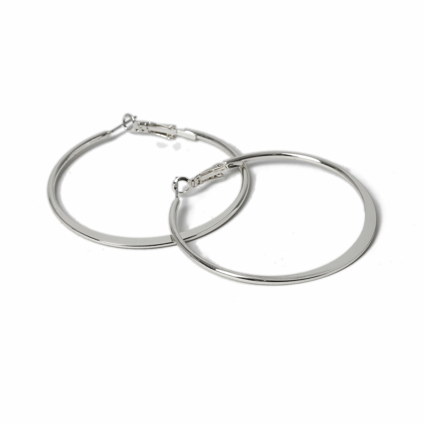 Freedom Silver Medium Knife Edge Hoop Earrings