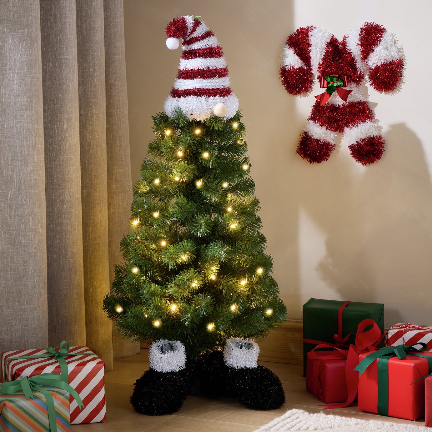 Argos Home 3ft Gnome Christmas Tree with Santa Hat & Feet