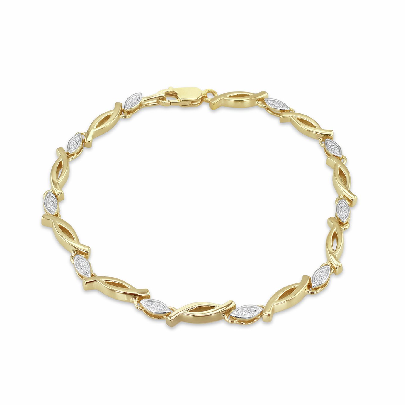 Revere Gold Plated Silver 0.15ct Diamond Hug & Kiss Bracelet