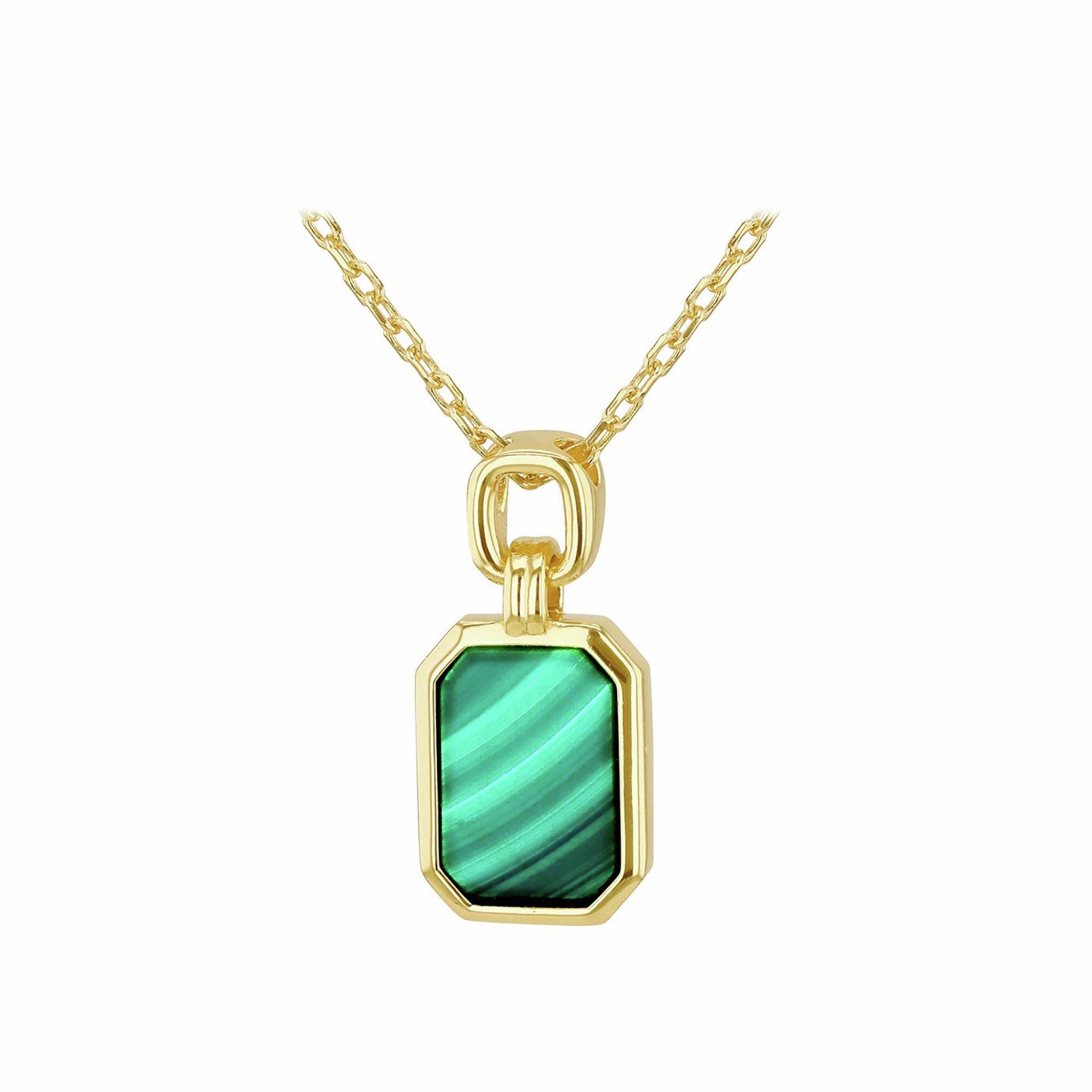 Revere Gold Plated Sterling Silver Malachite Necklace Chain