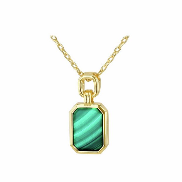 Buy Revere Gold Plated Sterling Silver Malachite Necklace Chain