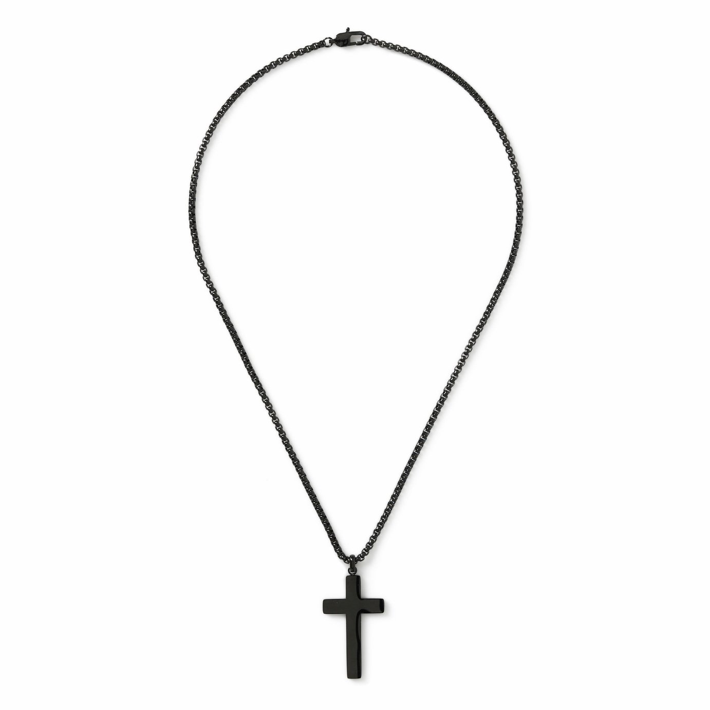 Uncommon Souls Black Tone Cross Pendant Necklace